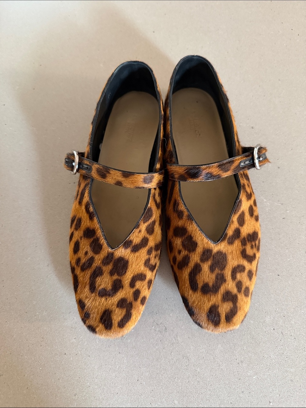 Leopard Print Mary Jane Flats in Brown